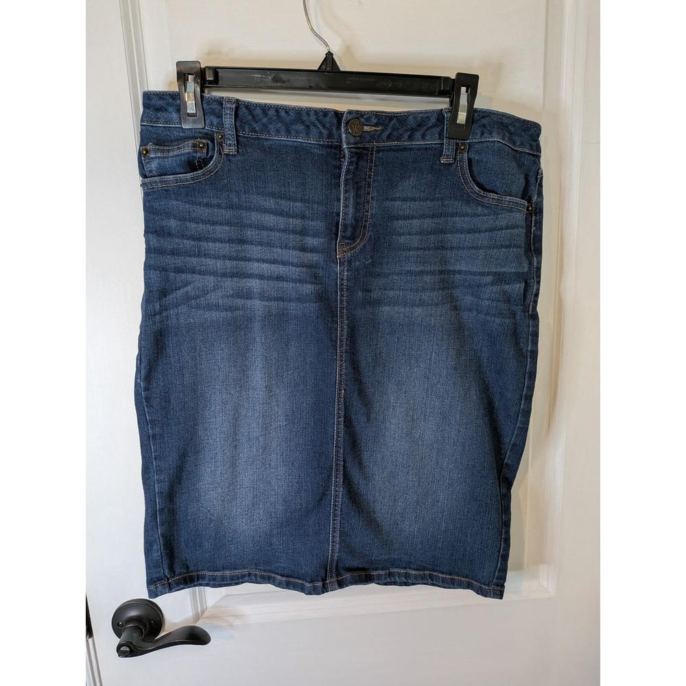 Westport 1962 Womens Dark Wash Denim Pencil Skirt Size 10 Stretch Knee Length
